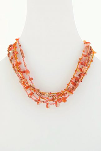 Multi strand short necklace in a mix of shapes and colours