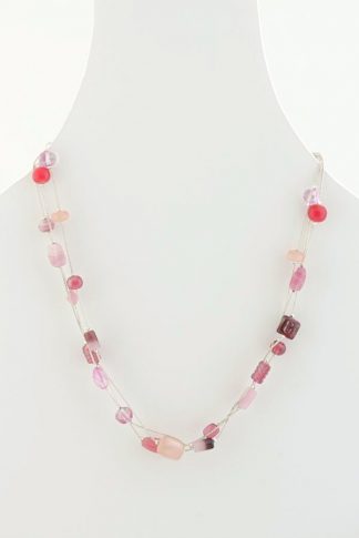 Pink Beaded Necklace (N-68)