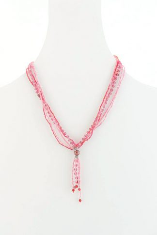 pink glass bead necklace opera style