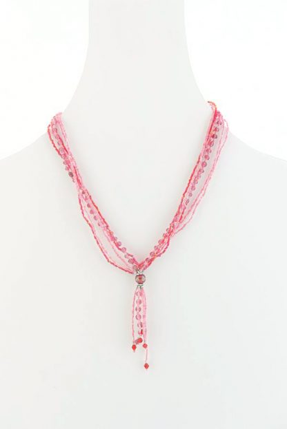 pink glass bead necklace opera style