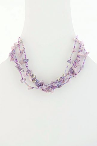 lilac glass bead necklace
