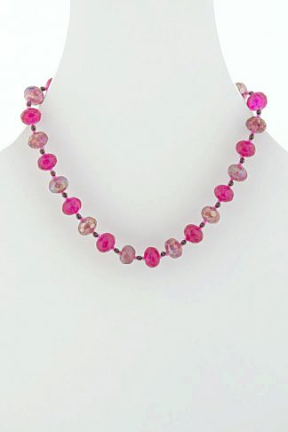 Fuschia Glass Bead Necklace