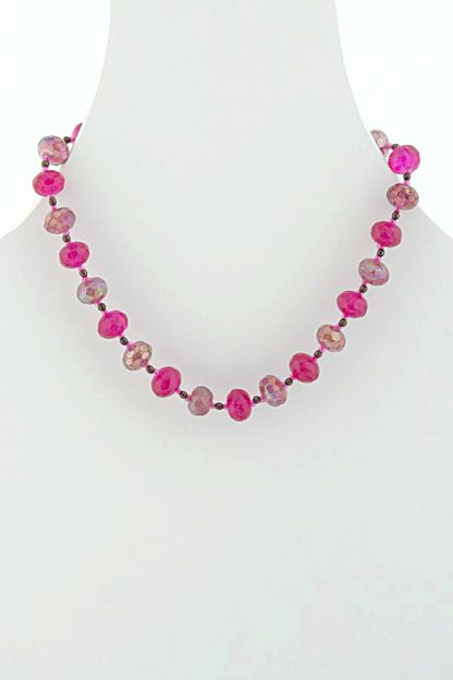 Fuschia Glass Bead Necklace