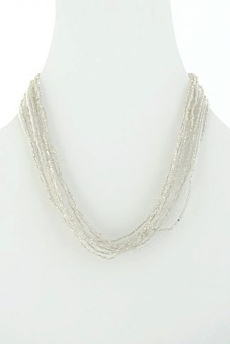 silver glass bead necklace