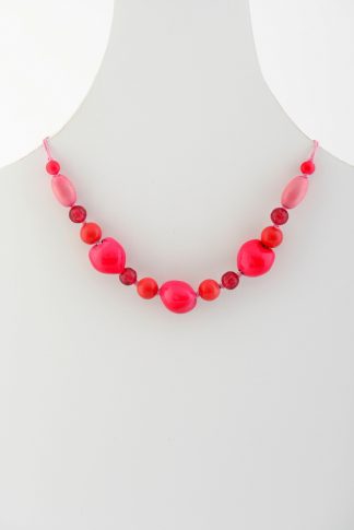 Hot Pink Beaded Necklace (N9196), beaded necklace
