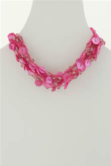 Pink Glass Bead Necklace (N-227)