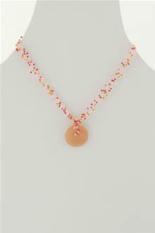 Peach Glass Bead Necklace (N-228)