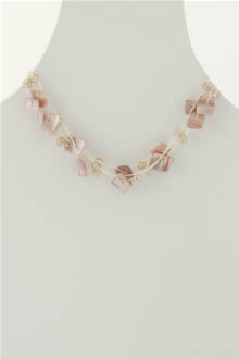 Pale Pink Glass Bead Necklace (N-229)